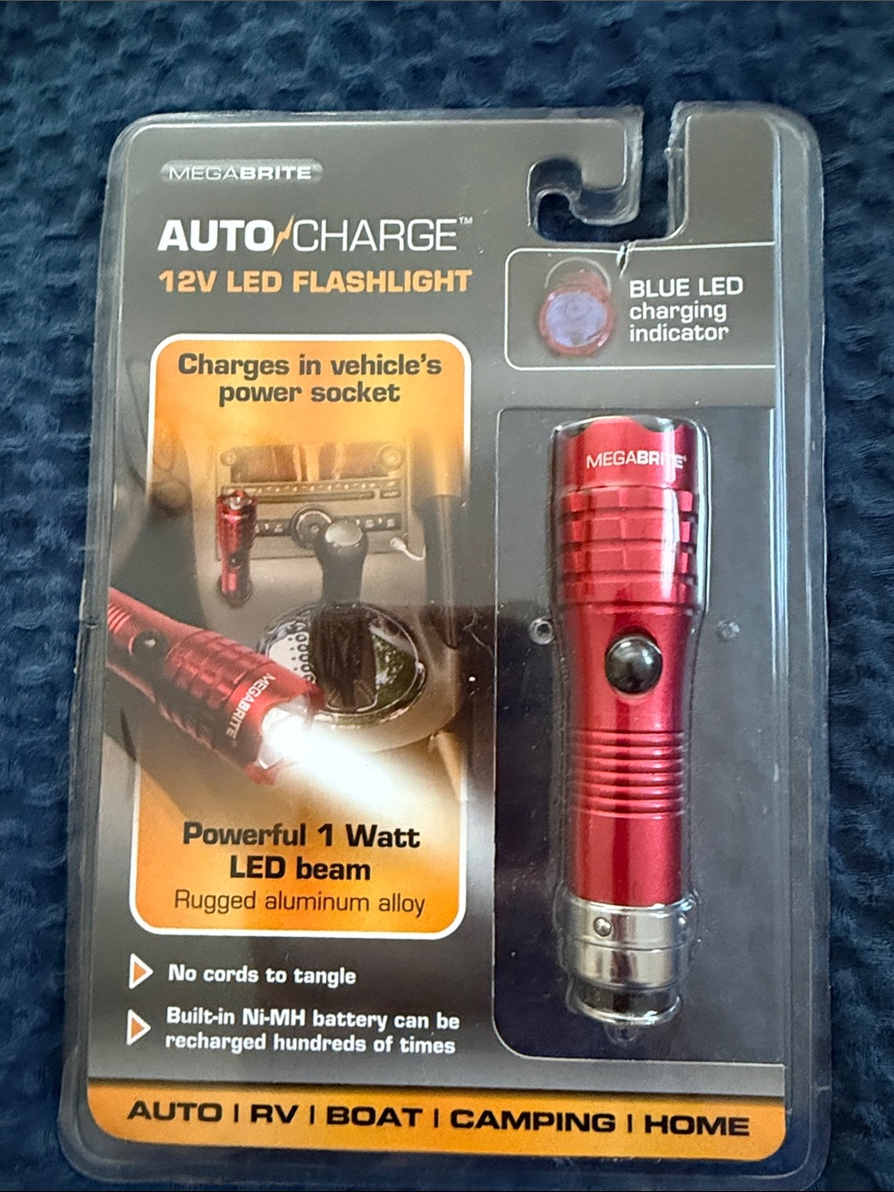 AutoCharge 12V LED Flashlight - Red